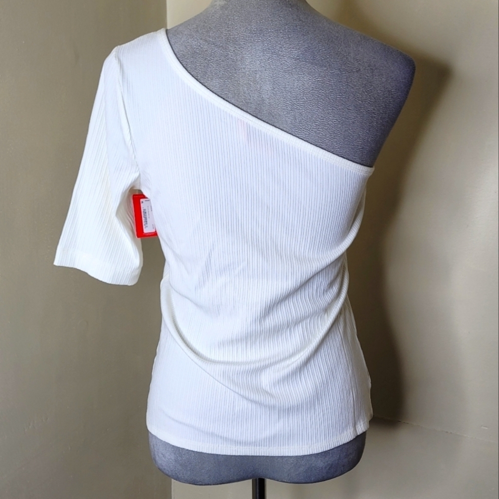 SPANX Ribbed One-Shoulder Top In Powder NWT - Picture 3 of 8